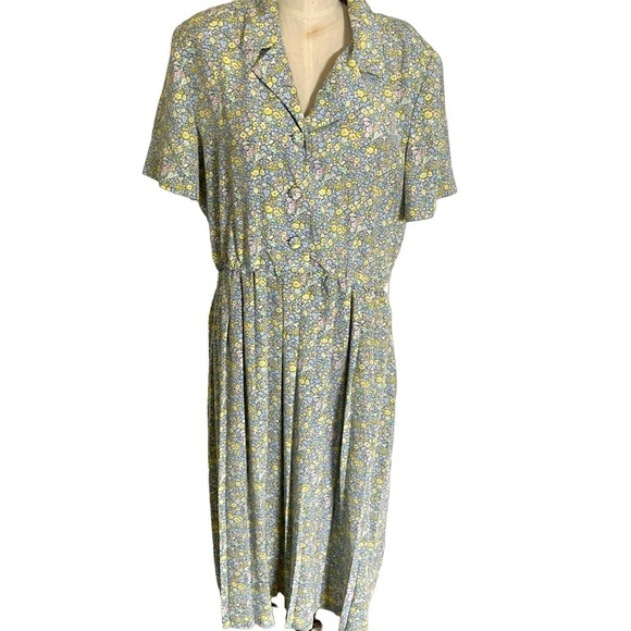 Leslie Fay Dresses & Skirts - 70's Leslie Fay Vintage Minty Green Floral Dress, Size 14
